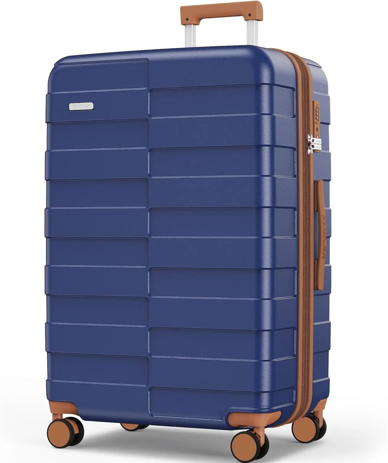 Luggage Hardside Expandable Ultra Durable 100% PC Lightweight Carry On Travel Suitcase SetLock Spinner Wheels, White Brown