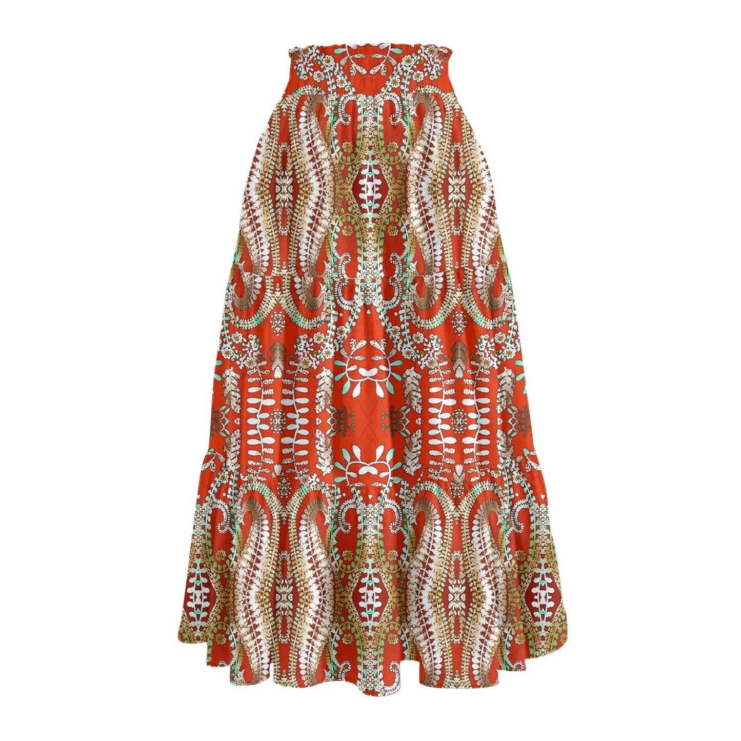 Womens Maxi Skirt Drawstring High Waisted Summer Long Skirts Lightweight Tiered Flowy Floral Pleated Skirts Vestidos Para Mujer