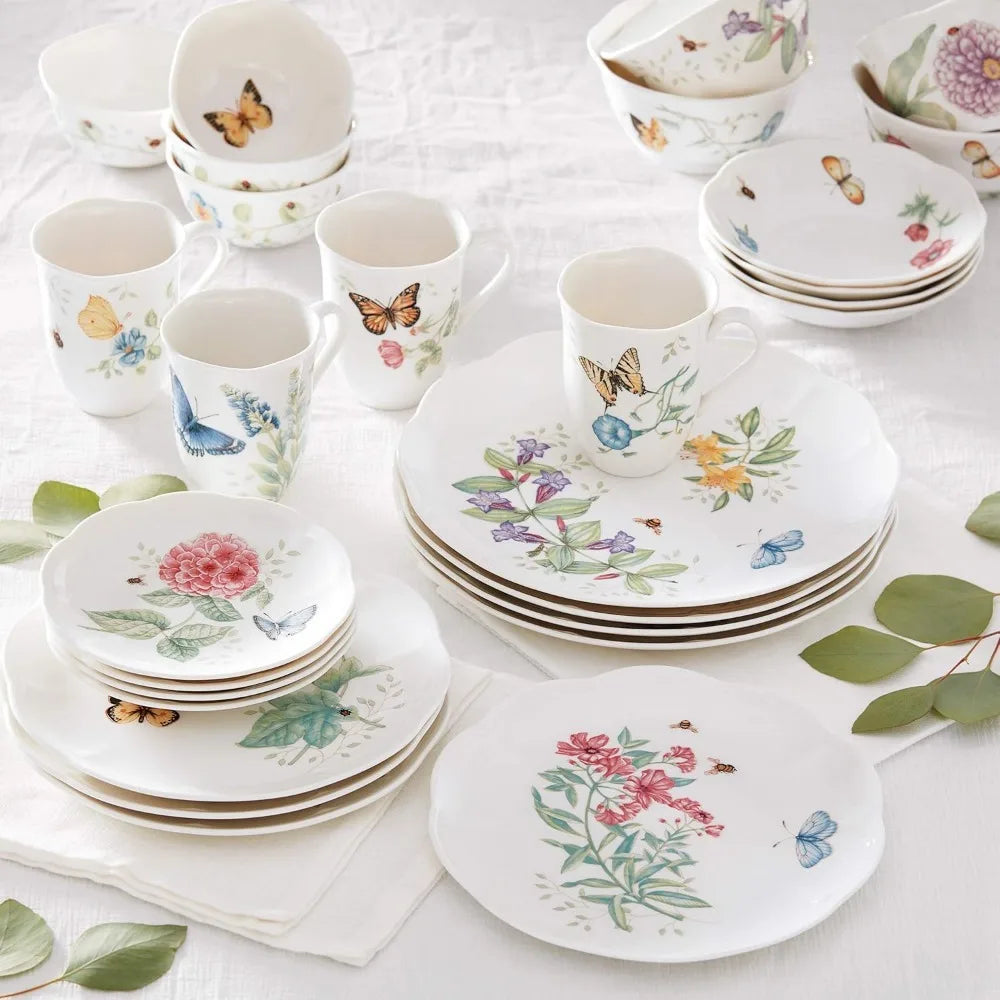 865075 Butterfly Meadow 28-Piece Dinnerware Set, White
