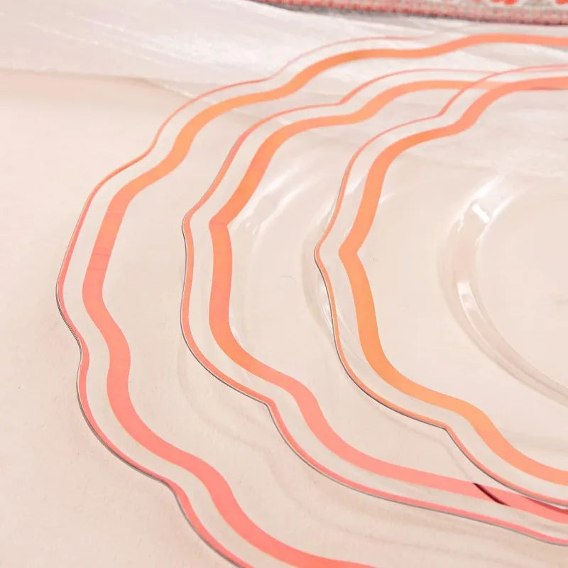 150PCS Rose Gold Plastic Plates&Rose Gold Silverware-Include 30Dinner Plates, 30Salad plates, 90 Disposable Rose Gold Utensils